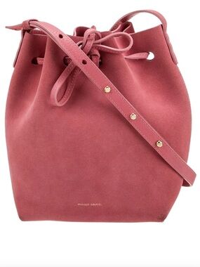 Mansur Gavriel Rose Suede Drawstring Bucket Bag